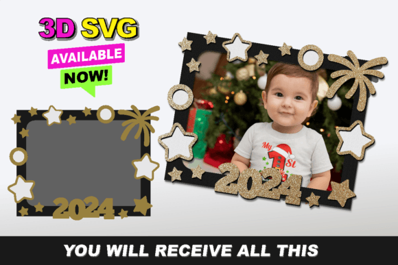 A 3D SVG New Year Frame for Brand Marketing & Shapes