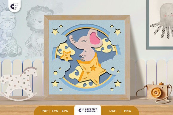 A Baby Elephant SVG for a Whimsical 3D Shadow Box