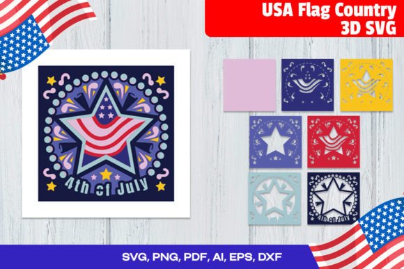 A Bold Patriotic 3D SVG for Shadow Box Crafting