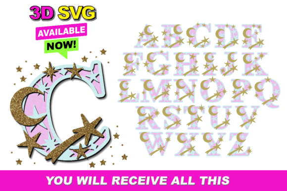 Alphabet 3D SVG Shapes: Moon and Stars Review