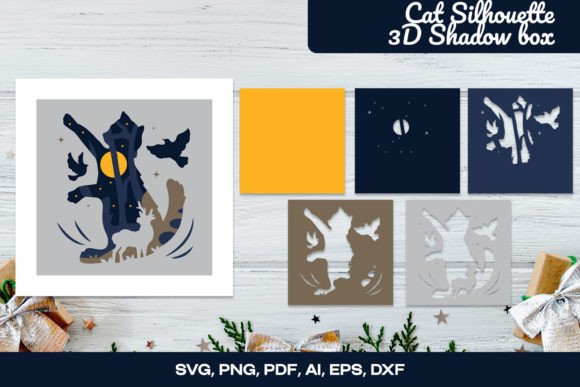 Cat Silhouette: A Minimalist Shadow Box for Modern Embroidery