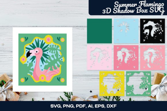 Crafting with Summer Flamingo 3D SVG Shadow Boxes
