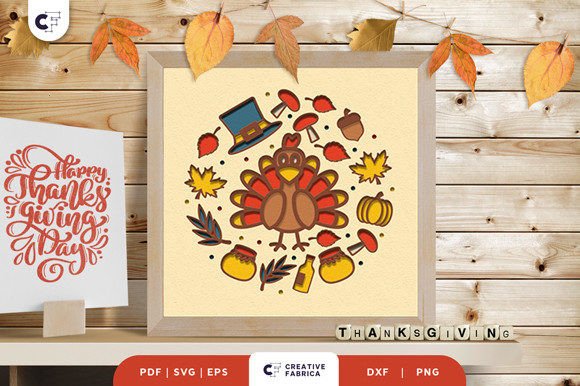 Evaluating the Thanksgiving Turkey and Foods 3D SVG Light Box