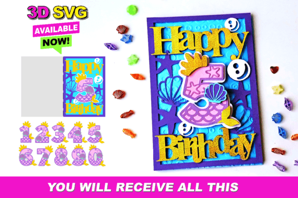 Happy Birthday Card Mermaid: A Designer's Review of This 3D SVG Asset