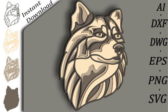 Multilayer Husky SVG for Laser Cut Wall Decor